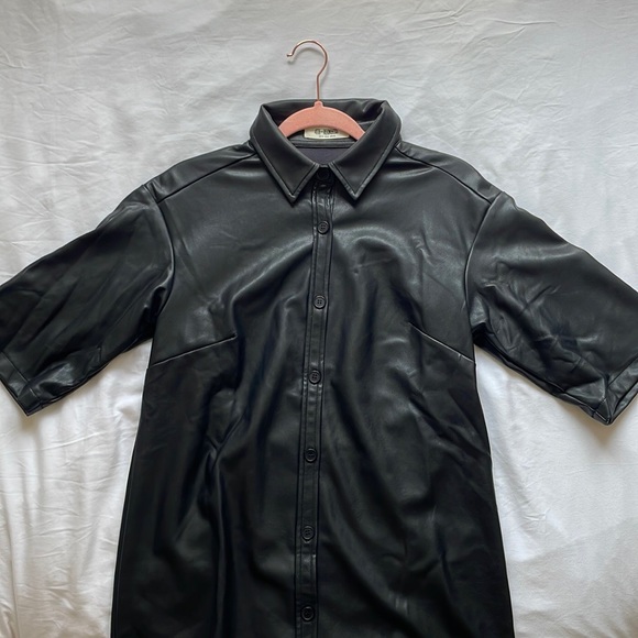 4th & Reckless Black Leather Button-up - Picture 3 of 3